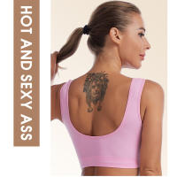 Sports bra women solid color fitness top gym yoga athletic tight workout soft brassiere padded - details 12