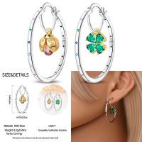 Pendientes de aro de plata de ley 2024 para mujer, exquisitos pendientes de aro con forma de estrella de mar y mariquita de cuatro hojas, regalo de joyería de boda y compromiso, novedad de 925 - details 3