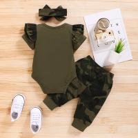 Conjunto de Ropa de Bebé Niña de Algodón Sólido Romper de Manga Corta con Letras Camuflajes - details 2