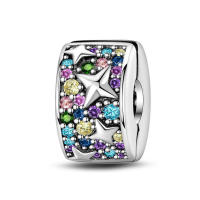 Encanto de Hebilla de Seguridad en Color Plata Esterlina S925 100% Real para Mujeres Joyería Fina de Cumpleaños Ajuste a Pulsera Original de 3mm Material Natalicio: Piedra ZIRCON - details 0