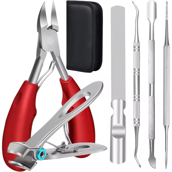 Kit de cortaúñas profesional de alta resistencia para uñas gruesas encarnadas, herramienta de pedicura, cortador de uñas, juego de manicura, 6 piezas - 1