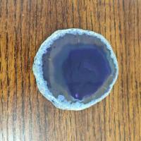 1 Uds. Losa de ágata roja, azul y púrpura de 70-90g, posavasos de cristal Mineral de amatista, borde galvanizado, rebanada de ágata geoda - details 5