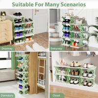 Zapatero de plástico de 9 niveles que ahorra espacio, plegable y desmontable para el hogar, dormitorios y oficinas, organizador apilable - details 2