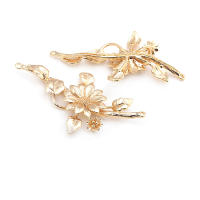 4 Uds. Colgantes de flores de latón de Color platino, suministros para hacer joyas de alta calidad, collar, pendientes, accesorios para mujer - details 28