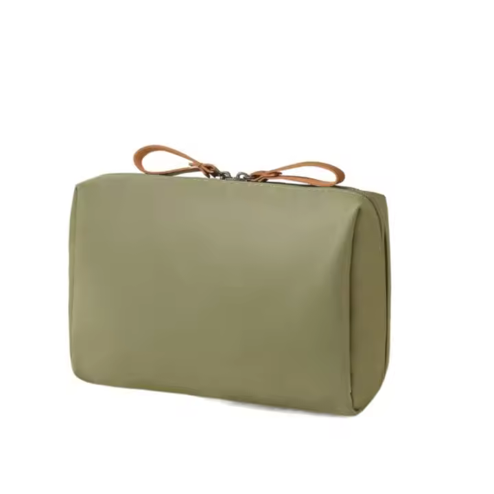 Bolsa de cosméticos de viaje de gran capacidad a la moda, bolsa de maquillaje portátil impermeable, bolsa de lujo, organizador de artículos de tocador de Color sólido para mujer - 1