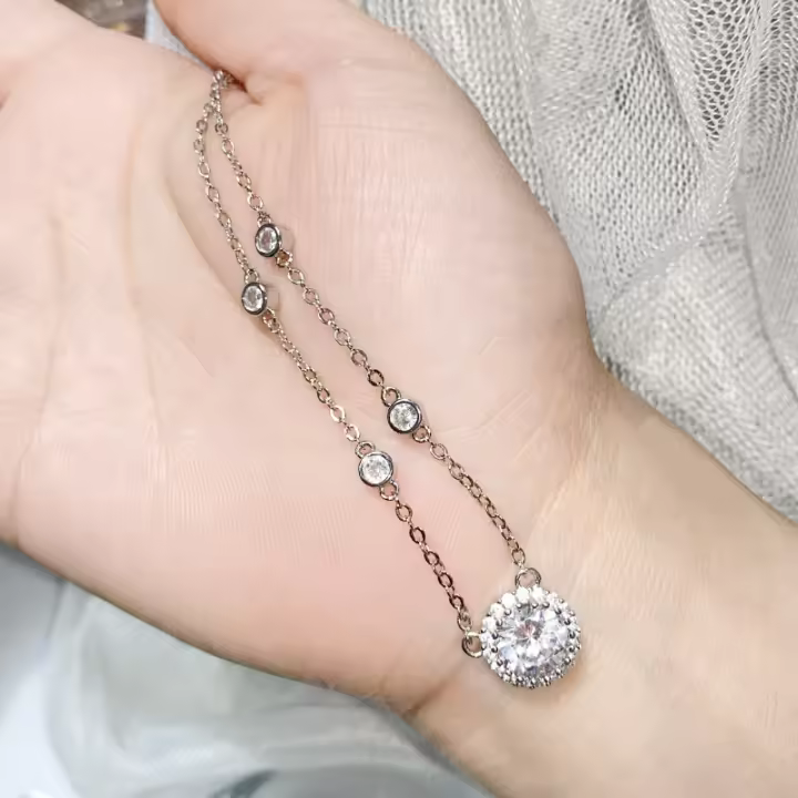 Collar de Galaxia de Plata Dorada de 18K Cadena de Clavícula de Moda de Verano Temprano con Zirconio Completo - 1