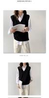 Suéter de mujer chaleco Otoño e Invierno coreano suelto negro cuello pico tejido chaleco sin mangas suéter de mujer - details 4