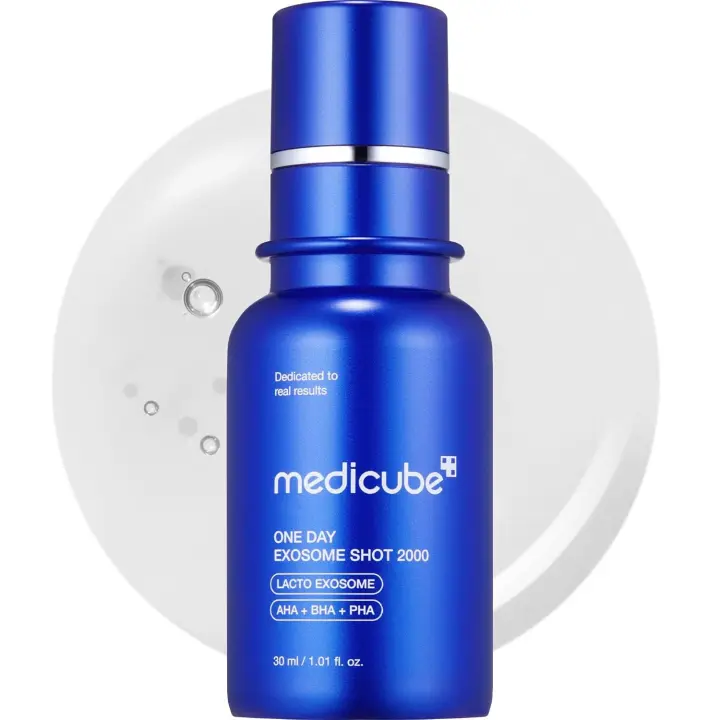 medicube Zero Exosome Shot 7,500 PPM Spicule Facial Liquid Booster Serum Exosome, AHA+BHA+PHA Cuidado de los poros, Células muertas, Textura | - 1