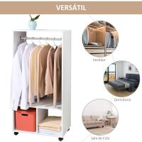 Armario de Ropa con Ruedas Organizador de Ropa de Dormitorio de 120x40x128cm en Negro - details 11