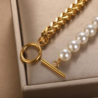 Pulsera de perlas de cadena gruesa de acero inoxidable para mujer, pulsera con hebilla OT, regalos para mujer - details 2