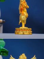Estatua de Pájaro Dapeng en Bronce Dorado Estilo La Rong Pedestal de Loto de Cobre Puro - details 8