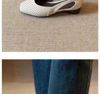 Zapatos Mary Jane de Cuero Suave Estilo Francés Fresco para Mujeres Zapatos de Cabeza Cuadrada con Agujero Transpirable - details 1
