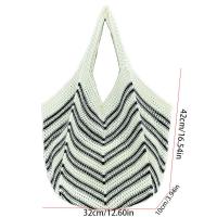 Bolso de hombro portátil, bolso de punto ahuecado, bolsa de almacenamiento de gran capacidad, bolso tejido, bolso de mano a rayas de ganchillo para exteriores - details 0