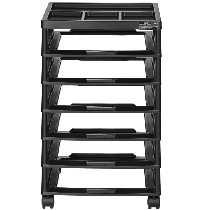 SucceBuy Carro de almacenamiento rodante para álbumes de recortes, gran capacidad de 6 niveles, parte superior organizadora, marco negro con 4 ruedas extraíbles, material PP para suministros de oficina, artes y manualidades - 1