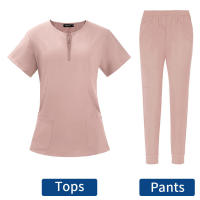 Conjunto de tres uniformes quirúrgicos para mujer, camiseta clínica para salón de belleza y pantalones, túnica de enfermería para médico de Spa - details 9