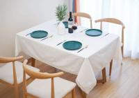 Mantel circular rectangular blanco de lino nórdico y algodón, funda suave, borla Ence, manta de picnic al aire libre para banquetes - details 9