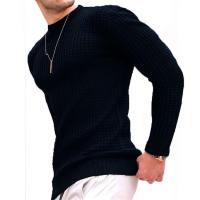 Abrigo de hombre moda pequeño cheque Waffle juvenil cuello redondo jacquard cheque sudadera con capucha - details 6