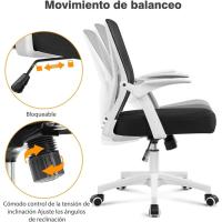 Silla de Oficina Silla de Trabajo con Reposabrazo Silla Ajustable Silla Ergonómica Silla Negra Altura Ajustable Malla Carga 136 KG Silla de Despacho Estudio - details 15