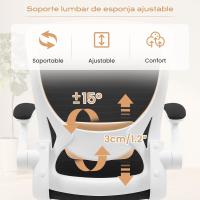 9060 Silla de oficina ergonómica con reposabrazos plegables, silla de ordenador giratoria de malla de 360 ° , gris claro - details 32