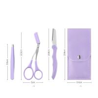 Set De 3 Herramientas De Maquillaje Portátiles Conjunto De Afeitar Y Peinar Para Cejas Con Tijeras Y Cepillo De Acero Inoxidable - details 8