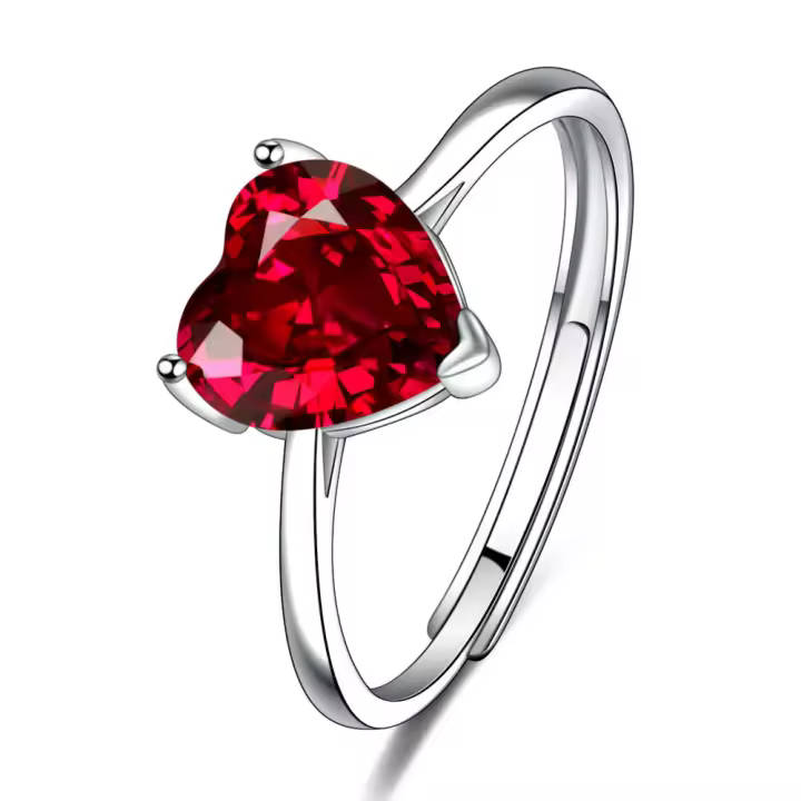 Anillo de Corazón de Plata Esterlina 925 Regalo de Cumpleaños de Aniversario para Mujeres - 1