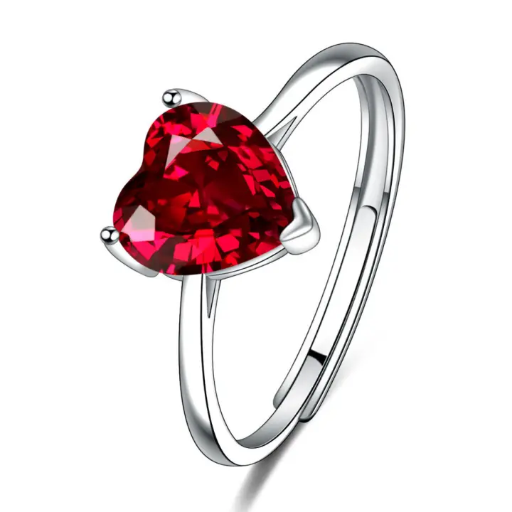 Anillo de Corazón de Plata Esterlina 925 Regalo de Cumpleaños de Aniversario para Mujeres - 1