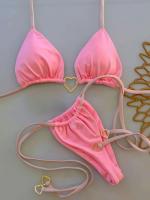 Conjunto de bikini con cintura Ba para mujer, sexy Tre, traje de playa monocromático con rayas, traje de baño brasileño de tres piezas 2024 - details 4
