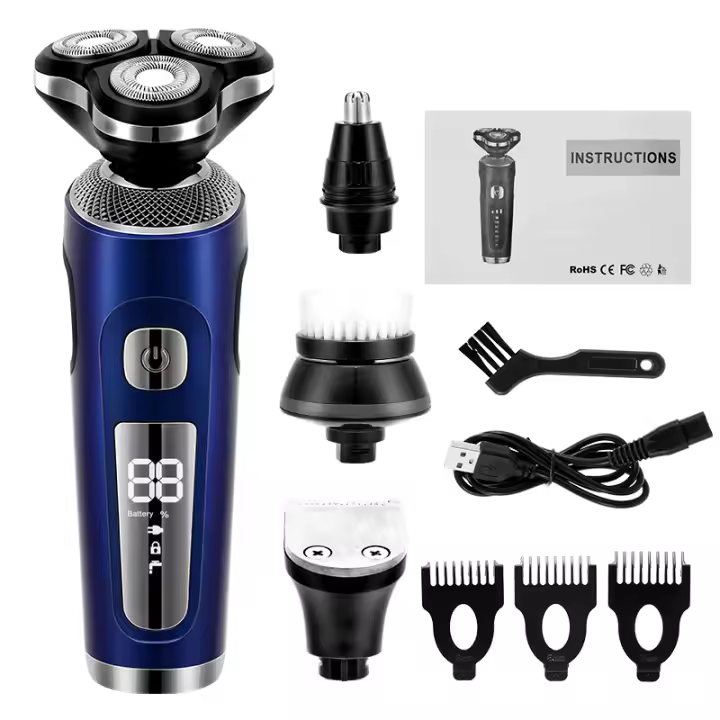 Afeitadora eléctrica 4 en 1 para hombre, recortadora 3D flotante, carga rápida USB, recortadora de barba portátil - 1