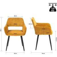 Juego de 2 Sillas de Comedor Vintage Retro Tapizadas en Gamuza con Reposabrazos y Patas Metálicas para Cocina/Salón - details 9