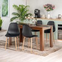 Juego de 4 sillas giratorias de ante para comedor con asiento acolchado, sillas de diseño para salón o cocina, con patas de metal negro, marrón - details 55
