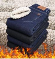 Pantalones vaqueros Sherpa gruesos de lana de invierno para hombre, pantalones vaqueros rectos de terciopelo informales de negocios, pantalones elásticos clásicos de felpa de lana para hombre - details 3
