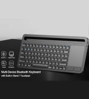 Teclado inalámbrico ergonómico con soporte para teléfono y panel táctil, Dual, Bluetooth, recargable, para iOS/Android/Win - details 0