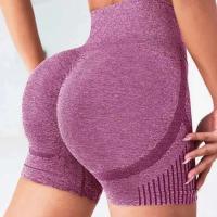 Levantamiento de cadera de entrenamiento de cintura alta de yoga sin costuras para mujer, pantalones cortos para correr, ropa de gimnasio elástica - details 1