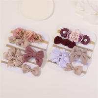 Set De 5 Diademas Elásticos Con Lazo Para Bebé Niña Algodón Nylon Decorativos Con Flores Bonitos Accesorios Para Cabello Para Niñas - details 8