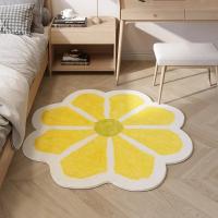 Alfombra redonda de flores esponjosas, cojín de felpa para dormitorio de niña, alfombrilla de suelo para habitación de niños, Alfombra de juego antideslizante para bebé - details 3