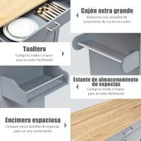 Carrito de Cocina Carro de Servicio Comedor con Ruedas,Toallero,Cajón, Puerta y Estantes Gabinete Mueble de Cocina (blanco) - details 12