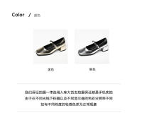 Zapatos sencillos con punta cuadrada y tacón grueso de nuevo estilo, zapatos plateados de tacón medio para mujer - details 3
