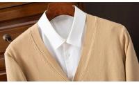 Cardigan de Punto para Hombres Vestido Suelto de Una Botónada con Cuello en V Color Sólido - details 10
