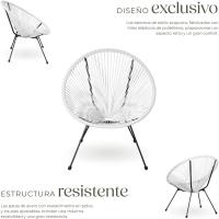 Conjunto de 2 Sillas Jardín Exterior Estilo Acapulco, Conjunto Sillas Terraza de Acero, Resistente a Intemperie, Hilos de Polietileno y Topes en Patas, Hasta 120kg, Interior/Exterior - negro - details 18