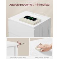 Mesita de Noche Moderna Blanca Nube LET631W14 Estación de Carga, Mesa Auxiliar con 3 Cajones, 2 Tomas AC, 2 Puertos USB - details 10