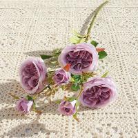 Ramo de rosas artificiales de 6 cabezas, flores de rosas de seda exquisitas de plástico, flores falsas realistas que no se decoloran, decoración del jardín del hogar - details 13