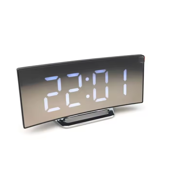 Reloj despertador Digital, pantalla grande LED de 6,5 ", espejo con modo de atenuación, brillo ajustable, 2 puertos de carga USB, botón de repetición grande para decoración del hogar blanco - 1