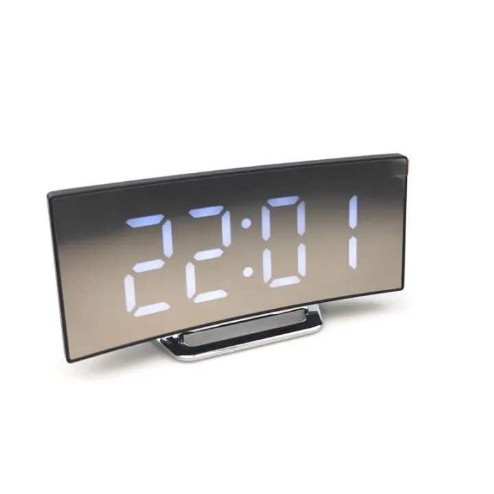Reloj despertador Digital, pantalla grande LED de 6,5 ", espejo con modo de atenuación, brillo ajustable, 2 puertos de carga USB, botón de repetición grande para decoración del hogar blanco - 1
