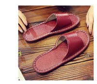 Casa antideslizante fondo suave salón de belleza piso de madera interior color sólido zapatillas de cuero para hombres y mujeres - details 41