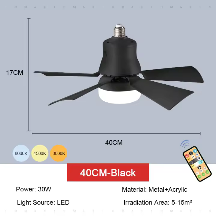 TOMAXIN-Lámpara e27para Ventilador de Techo,Tornillo para el Hogar Silencioso, Pequeño, Ahorro de Energía Inteligente - 1