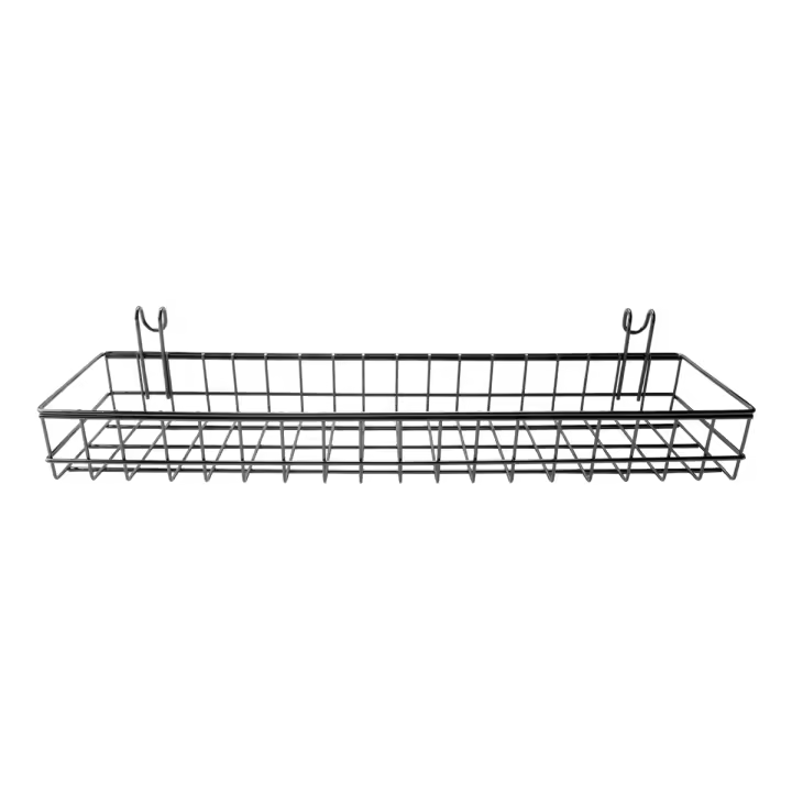 Cesta colgante para Panel de rejilla de pared de alambre, almacenamiento de pared multifunción y cesta de exhibición, 40x10x5cm, pintada en negro - 1