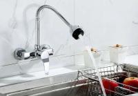 Grifo montado en la pared de acero inoxidable 304, lavabo de cocina, grifo de agua fría y caliente giratorio Universal - details 4