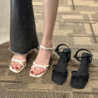 Sandalias mujer 2025 nueva moda versátil suave retro tacón grueso antideslizante palabra con tacones altos - details 4