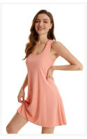 Nuevo estilo de camisón europeo y americano para comercio exterior transfronterizo, camisón de algodón con tirantes elásticos de talla grande, vestido sin mangas para mujer, se puede usar como ropa de casa - details 4