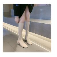 Botas De Tacón Cuadrado De Moda Para Mujer, Botas De Cabeza Cuadrada De Tacón Alto De Pila Alta - details 10